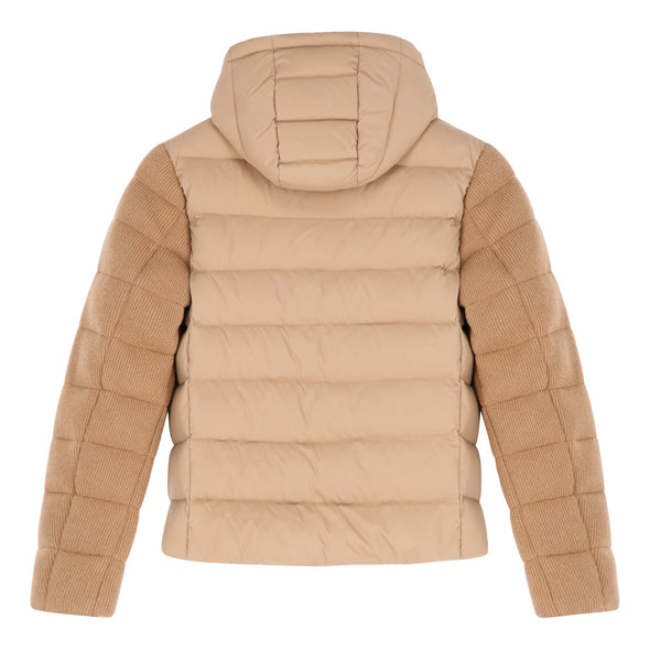 Camel Bi-materials hooded Bomber PESERICO