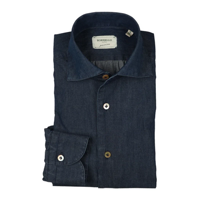 Dark blue denim casual shirt BORRIELLO