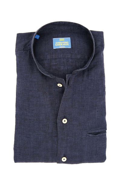 Dark blue "Mao collar" casual shirt ALESSANDRO GHERARDI