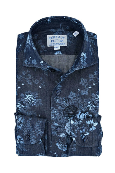 Blue flowers "Denim Division" casual shirt ORIAN