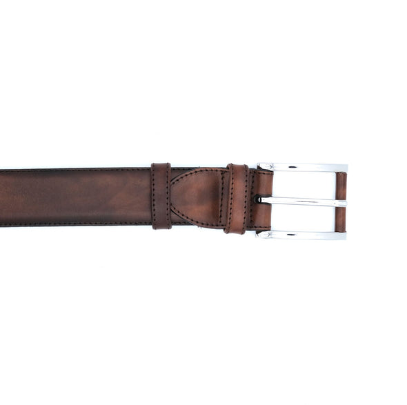 Dark brown leather classic belt