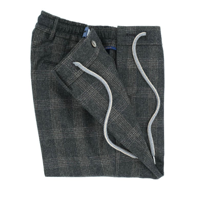 Dark green prince of wale flanel sport trouser SANTANIELLO