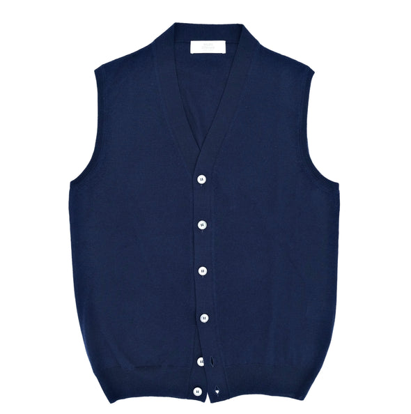 Dark blue sleeveless cardigan MAURO OTTAVIANI