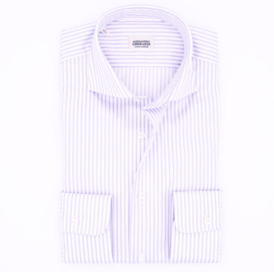 White with purple stripes classic shirt ALESSANDRO GHERARDI