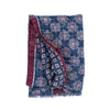 Blue denim background colour with raspberry and light grey patterns scarf ROSI