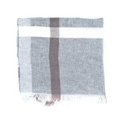 Light grey background colour with off white and brown large squares scarf ROSI