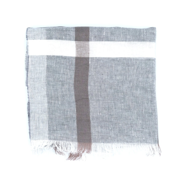 Light grey background colour with off white and brown large squares scarf ROSI