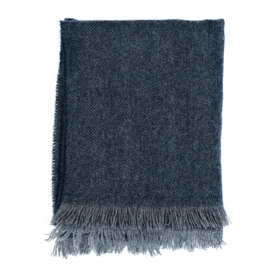 Navy blue and grey colour with herringbone patterns scarf MA.AL.BI