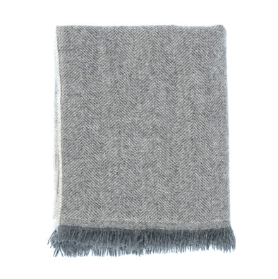 Light grey and grey colour with herringbone patterns scarf MA.AL.BI