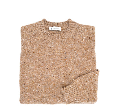 Mottled camel round neck sweater PIACENZA