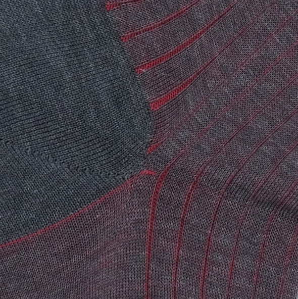 Dark grey and red stripes knee-high socks