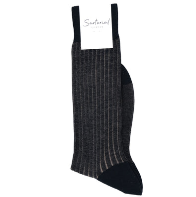 Dark blue and  brown stripes mid-calf socks