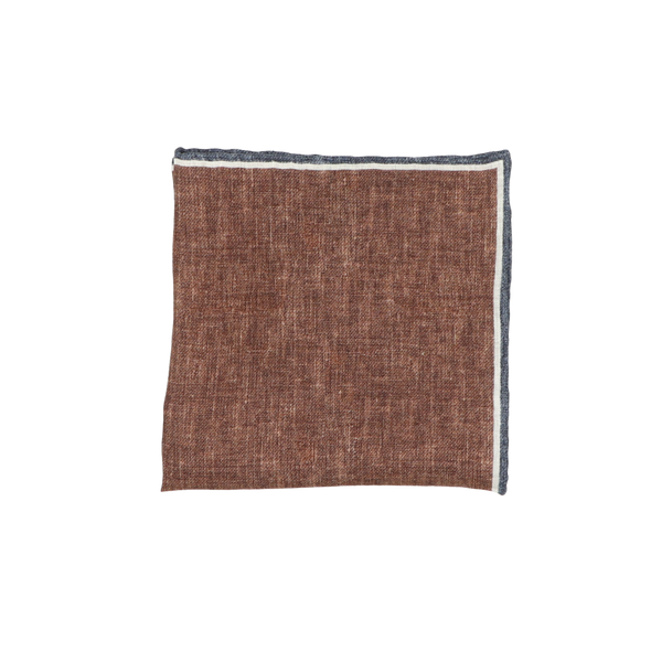 Brown colour with white and blue denim edge pocket square ROSI