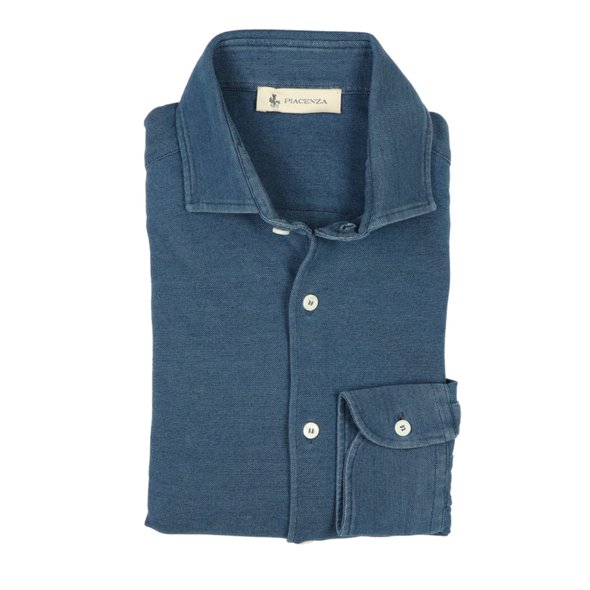 Blue denim polo casual shirt PIACENZA