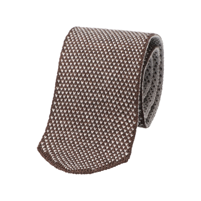 Light grey and brown wool tie ROSI