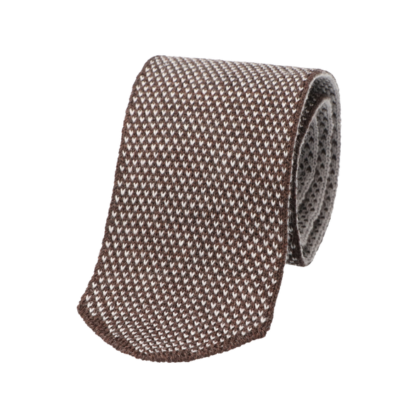 Light grey and brown wool tie ROSI