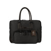 Travel bag black nylon and dark brown leather PESERICO