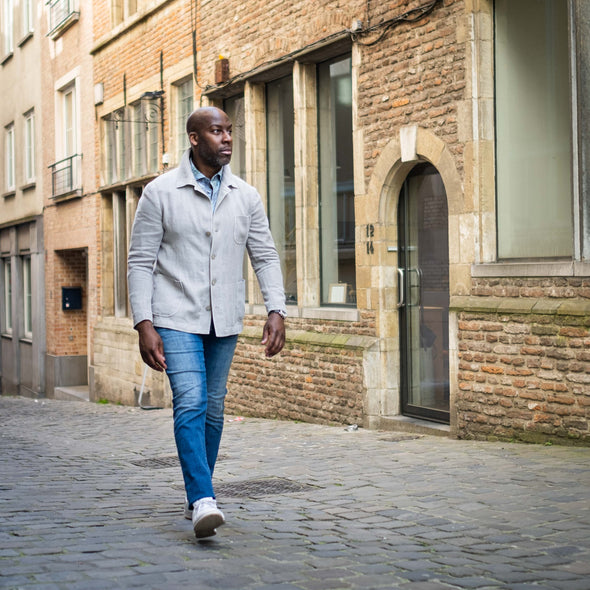 Beige "herringbones" sport jacket SANTANIELLO